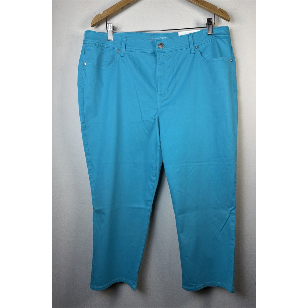 Chico's petite 16 XL Platinum Girlfriend Turquoise blue crop beach Pants NWT
